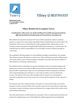 Tilney Bestinvest to acquire Towry