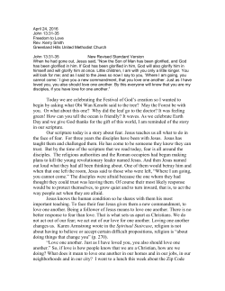 April 24, 2016 -- Freedom to Love by Rev. Kerry Smith
