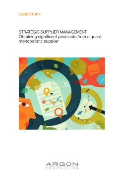 STRATEGIC SUPPLIER MANAGEMENT Obtaining significant price
