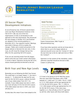 US Soccer Player Development Initiatives Birth Year and New Age