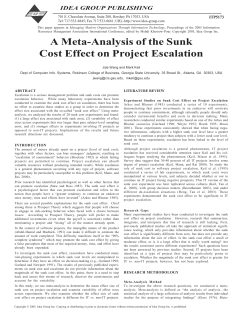 A Meta-Analysis of the Sunk Cost Effect on Project Escalation