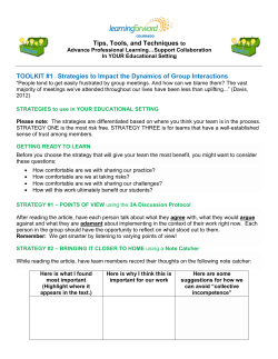 Tips, Tools, and Techniques to TOOLKIT #1