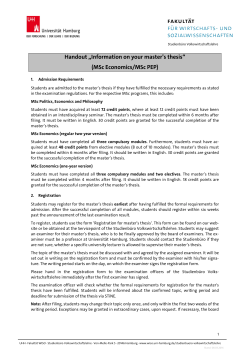 Handout &bdquo;Information on your master`s thesis&ldquo; (MSc Economics/MSc