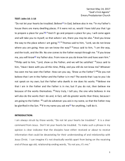 Sermon 5 14 2017 God`s First Agents