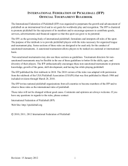 Official Tournament Rulebook - International Federation of Pickleball
