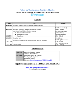 Follow-Up Workshop on Registered Devices Certification Strategy