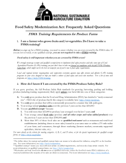 Food Safety Modernization Act: Frequently Asked Questions