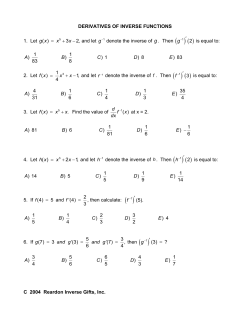 DERIVATIVES OF INVERSE FUNCTIONS GIFT 2004