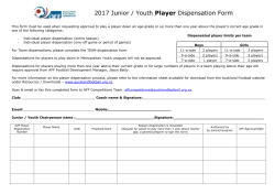 Junior and Youth PLAYER Dispensation Request (Word) &ndash; 2017