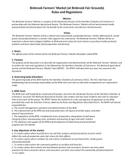 Binbrook Farmers` Market (at Binbrook Fair Grounds) Rules and