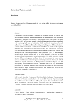 University of Western Australia Rob Cover Queer