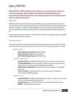 Epic Playbook - Multicenter Perioperative Outcomes Group (MPOG)