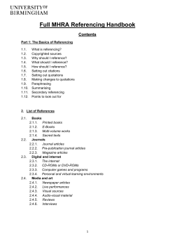 MHRA Referencing Handbook - University of Birmingham Intranet