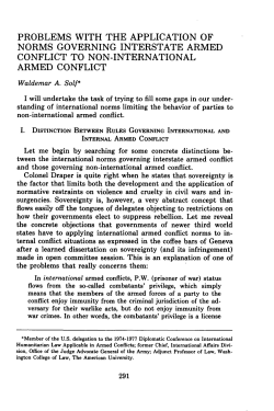 Problems with the Application of Norms Governing Interstate Armed