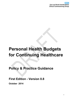 personal health budget agreement - East and North Hertfordshire CCG