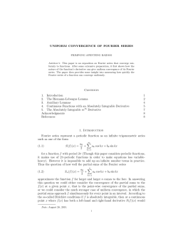 UNIFORM CONVERGENCE OF FOURIER SERIES Contents 1