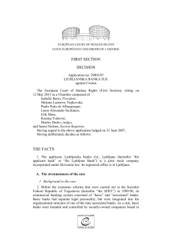 Application no. 29003/07 LJUBLJANSKA BANKA