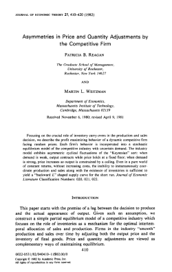 Asymmetries in Price and Quantity Adjustments by the Competitive