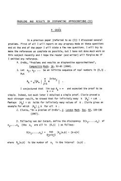 PROBLEMS AND RESULTS ON DIOPHANTINE APPROXIMATIONS