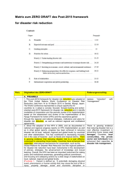 Matrix on the post-2015 framework for disaster risk reduction