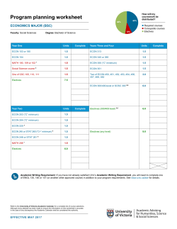 Economics Major (BSc) - University of Victoria