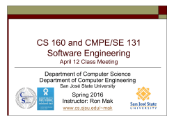 CS 160: Software Engineering - Department of Computer Science