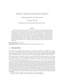 Entrants` reputation and industry dynamicsWe are grateful to the