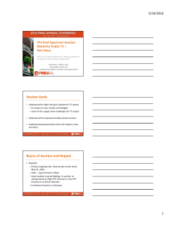 Session Goals Basics of Auction and Repack
