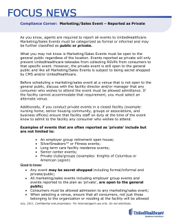 Compliance Corner: Marketing/Sales Event &ndash; Reported as Private