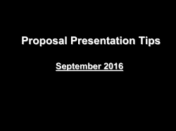 Proposal Presentation Tips