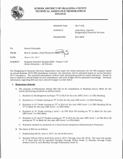 Summer Intensive Studies - Okaloosa County School District