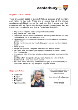Players Code of Conduct - Canterbury Rugby Football Club