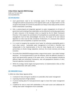 Urban Water Agenda 2030 Strategy (1) Introduction (2