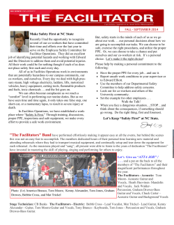 FALL - SEPTEMBER 2014 Make Safety First at NC State Let`s Keep