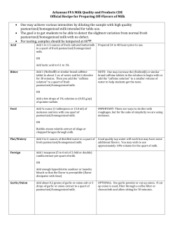 Arkansas FFA Milk Quality and Products CDE Official Recipe for