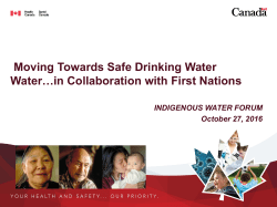 Moving Towards Safe Drinking Water Water&hellip;in Collaboration with