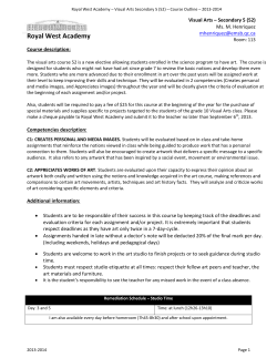 Royal West Academy * Course Outline