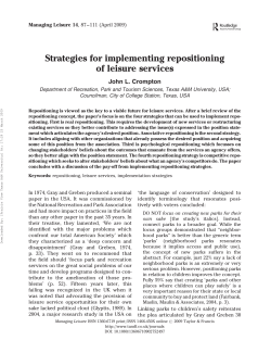 Strategies for implementing repositioning of leisure services