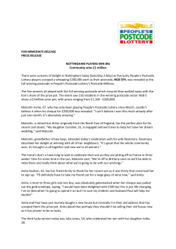 FOR IMMEDIATE RELEASE PRESS RELEASE NOTTINGHAM