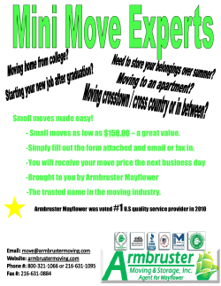 Small moves made easy! - Small moves as low as $150.00 &ndash; a great