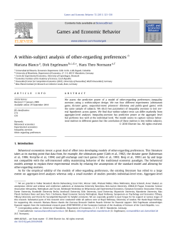 A within-subject analysis of other-regarding