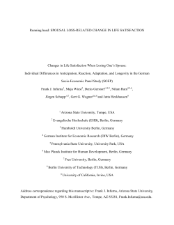 Spousal Loss-Related Change in Life Satisfaction Spousal Loss