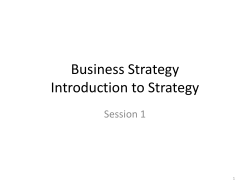 Business Strategy Introduction to Strategy