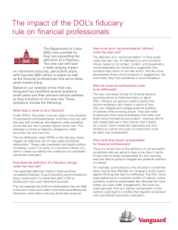 The impact of the DOL`s fiduciary rule on financial