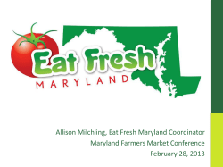 Eat Fresh Maryland Presentation - Maryland Department of Agriculture