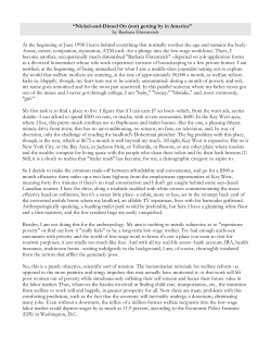 Nickeled and Dimed excerpt - Lincoln