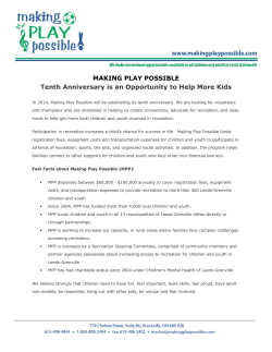 Making Play Possible Press Info Sheet 2014