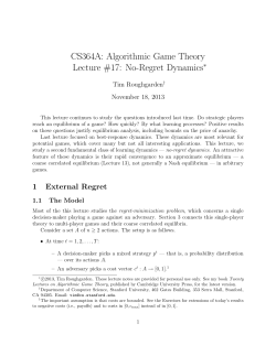 No-Regret Dynamics - Stanford CS Theory