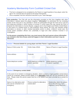 Player Profile Form Template (for players under the age of 18)