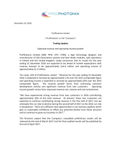 Trading Update Expected revenue and operating income growth